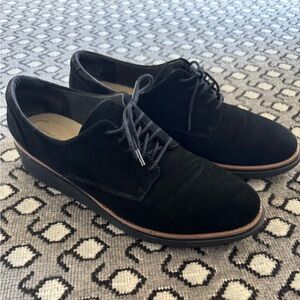 Clarks Dark Suede Oxfords